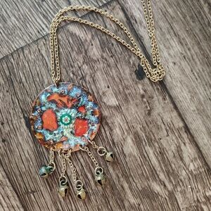 Artisan Gold and Multicolor Pendant Necklace